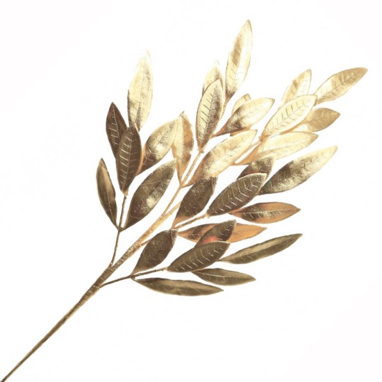 Gold Metallic Laurel Leaves Spray 66cm Christmas Decorations